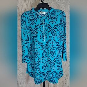Bepei tunic top Blue Black Print